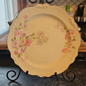 Homer Laughlin Floral Plate with Pink and Purple Accents